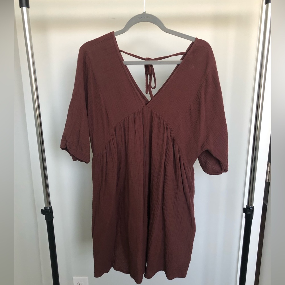 Newbury Kustom Gauze Mocha Brown Mini Dress